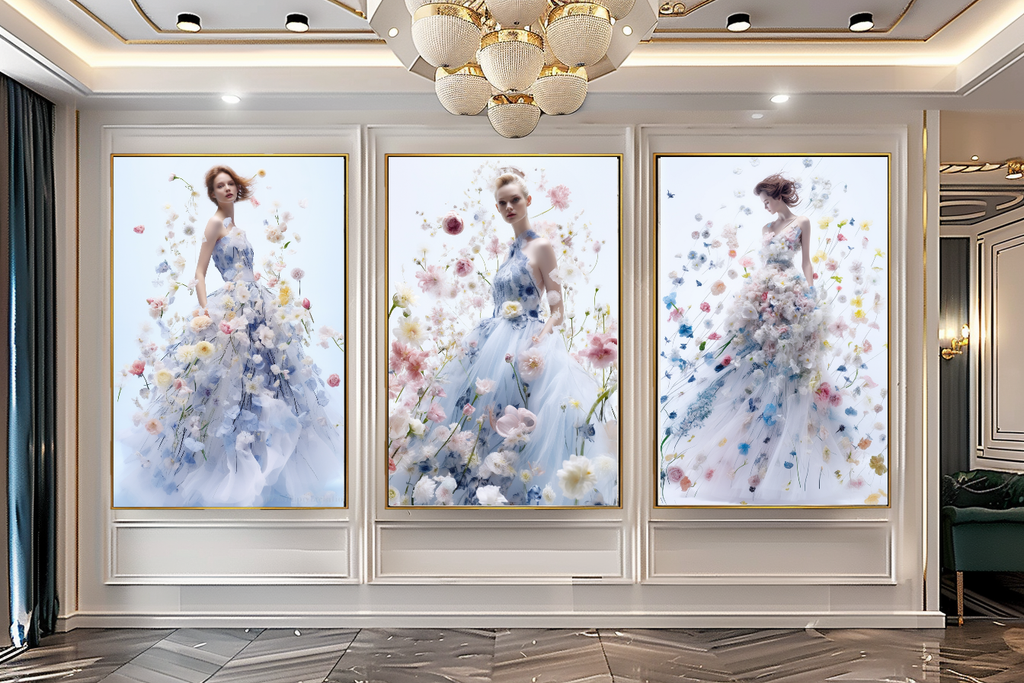 Floral Elegance in Bloom - Floral Woman Canvas Art - Romantic Print on Canvas - Luxury Canvas Wall Art – Large – Oil on Canvas – {{ product.title }} canvas artwork by Tanya Mirelle – modern wall decor – original artwork for home, living room, office, or gallery – original artwork by BETSY-ART GALLERY