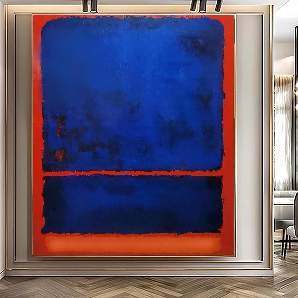 Red Blue Abstract by Mark Rothko, Modern Impasto Oil Painting on Canvas – Large – Oil on Canvas – {{ product.title }} canvas artwork by Tanya Mirelle – modern wall decor – original artwork for home, living room, office, or gallery – original artwork by BETSY-ART GALLERY