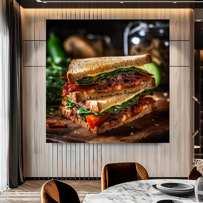 BLT Sandwich Wall Art Print {{ shop_name }}Prints bacon art print BLT wall art cafe wall art canvas print canvas wall art culinary wall decor dining room wall art food photography print giclée prints gourmet food art kitchen wall decor large canvas print large wall art Large Wall Art Decor Living Room Art modern art print modern kitchen art print on canvas ready to hang canvas restaurant wall decor sandwich wall art still life food photography stretched canvas art wall art prints