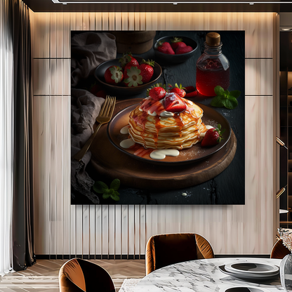 Berry Pancake Wall Art Print {{ shop_name }}Prints berry pancake art breakfast wall decor brunch cafe decor canvas print canvas wall art dining room wall decor food photography print giclée prints gourmet food art kitchen wall art large canvas print large wall art Large Wall Art Decor Living Room Art modern art print modern kitchen decor pancake wall art print on canvas ready to hang canvas restaurant wall art rustic kitchen art still life food photography stretched canvas art wall art prints