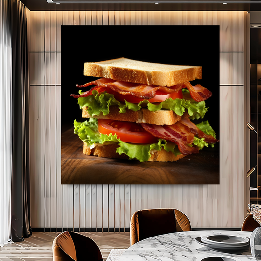 BLT Sandwich Wall Art Print {{ shop_name }}Prints bacon art print BLT wall art cafe wall art canvas print canvas wall art culinary wall decor dining room wall art food photography print giclée prints gourmet food art kitchen wall decor large canvas print large wall art Large Wall Art Decor Living Room Art modern art print modern kitchen art print on canvas ready to hang canvas restaurant wall decor sandwich wall art still life food photography stretched canvas art wall art prints