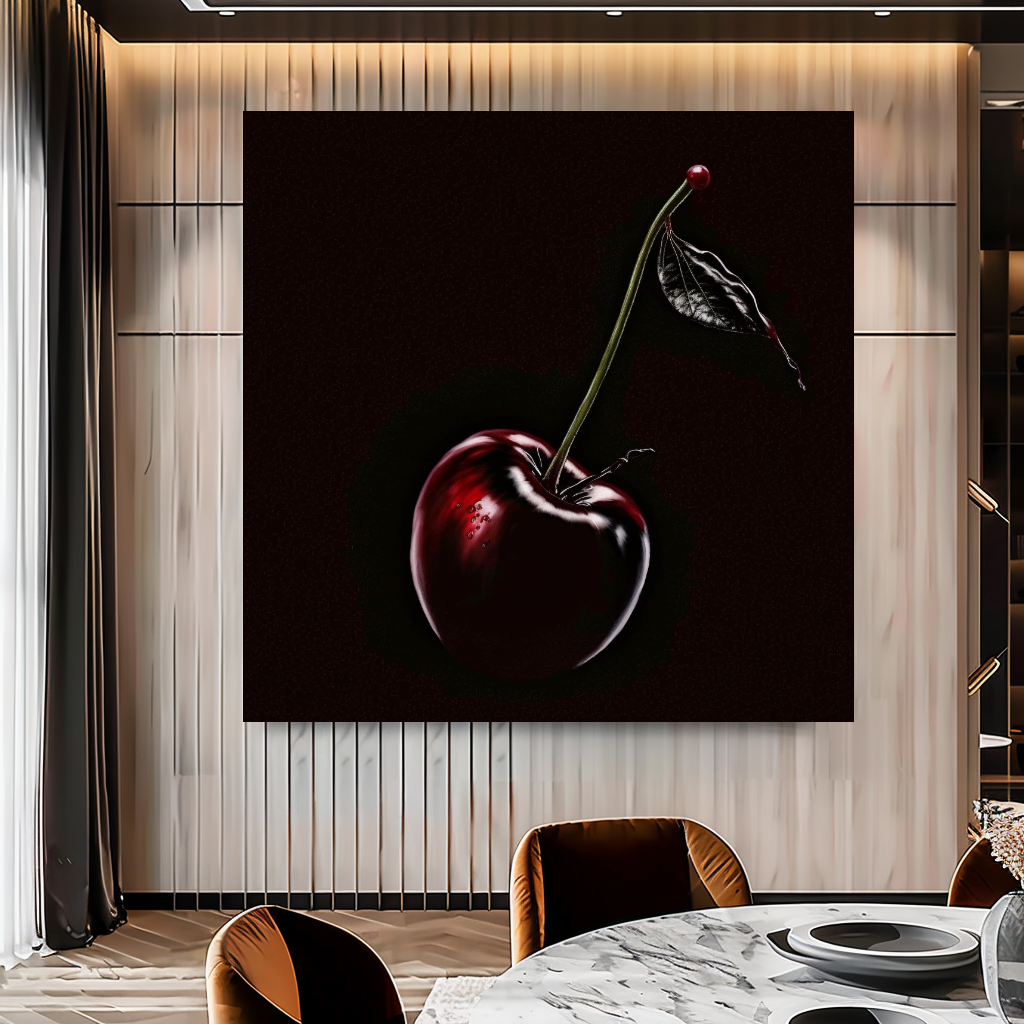 Ripe Juicy Cherries Wall Art Print, Fresh Fruit Kitchen Decor