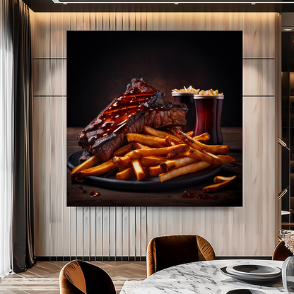 Steak and Fries Wall Art Print {{ shop_name }}Prints canvas print canvas wall art culinary wall decor dining room wall art food photography print giclée prints gourmet food art kitchen wall decor large canvas print large wall art Large Wall Art Decor Living Room Art meat lover gift modern art print modern kitchen decor print on canvas ready to hang canvas restaurant wall art rustic food art steak and fries art steak wall art steakhouse decor stretched canvas art wall art prints