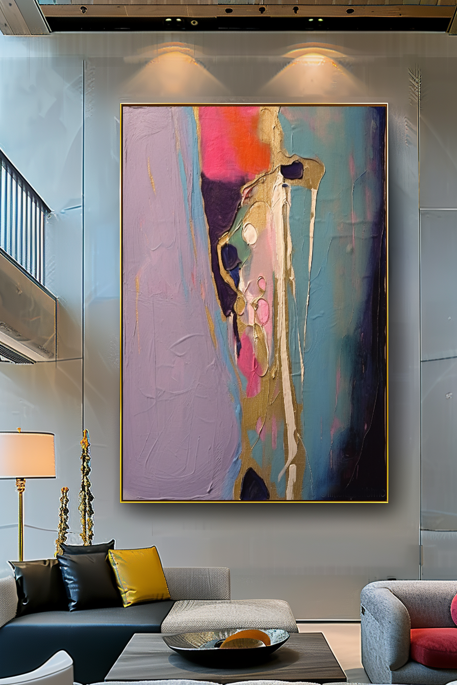 Original Purple Modern Abstract Art - Impasto Oil Painting on Canvas - Colorful Wall Art