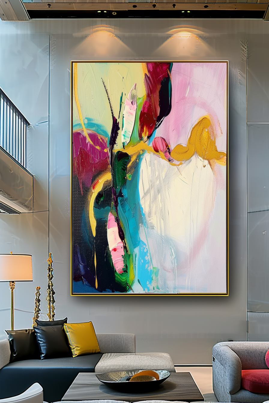 Vibrant Modern Abstract Art - Impasto Oil Painting on Canvas - Colorful Wall Art
