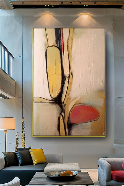 Abstract Impasto Oil Painting on Canvas - Vibrant Modern Wall Art for Living room