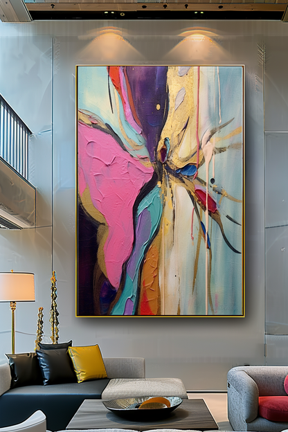 Abstract Impasto Oil Painting on Canvas - Vibrant Modern Wall Art for Living room