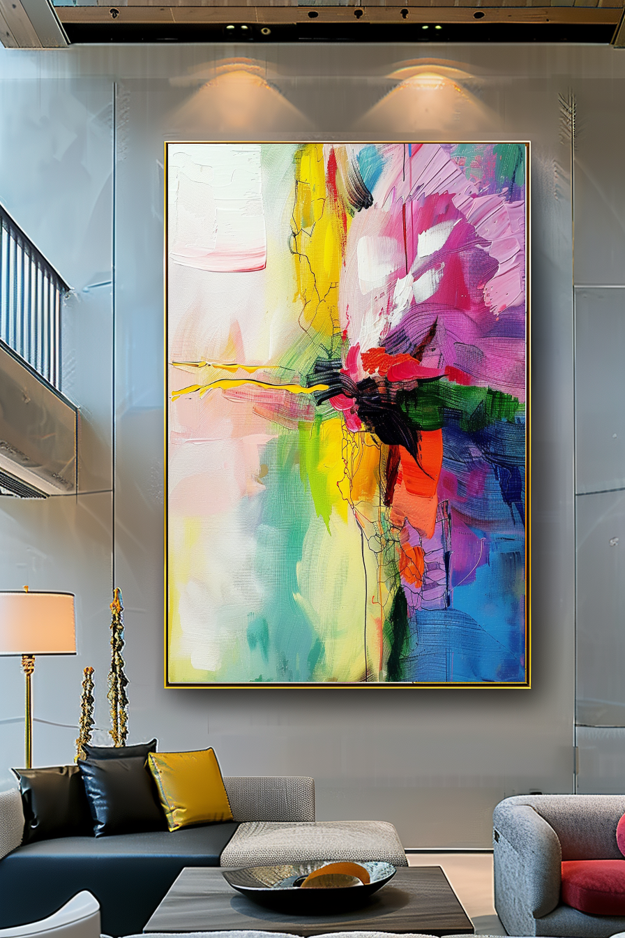 Abstract Impasto Oil Painting on Canvas - Vibrant Modern Wall Art for Living room