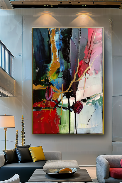 Deep Colors Abstract Impasto Oil Painting on Canvas - Vibrant Modern Wall Art for Living room