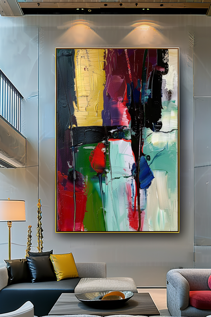 Deep Colors Abstract Impasto Oil Painting on Canvas - Vibrant Modern Wall Art for Living room