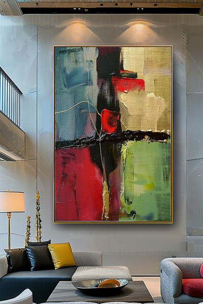 Deep Colors Abstract Impasto Oil Painting on Canvas - Vibrant Modern Wall Art for Living room