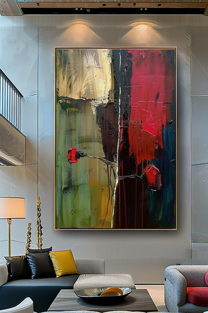 Deep Colors Abstract Impasto Oil Painting on Canvas - Vibrant Modern Wall Art for Living room