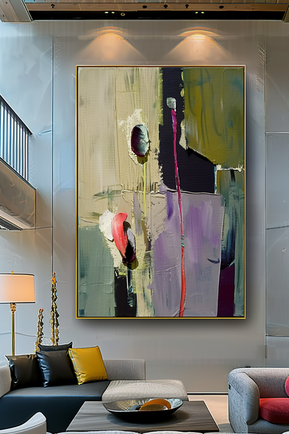 Floral Abstract Impasto Oil Painting on Canvas - Vibrant Modern Wall Art for Living room