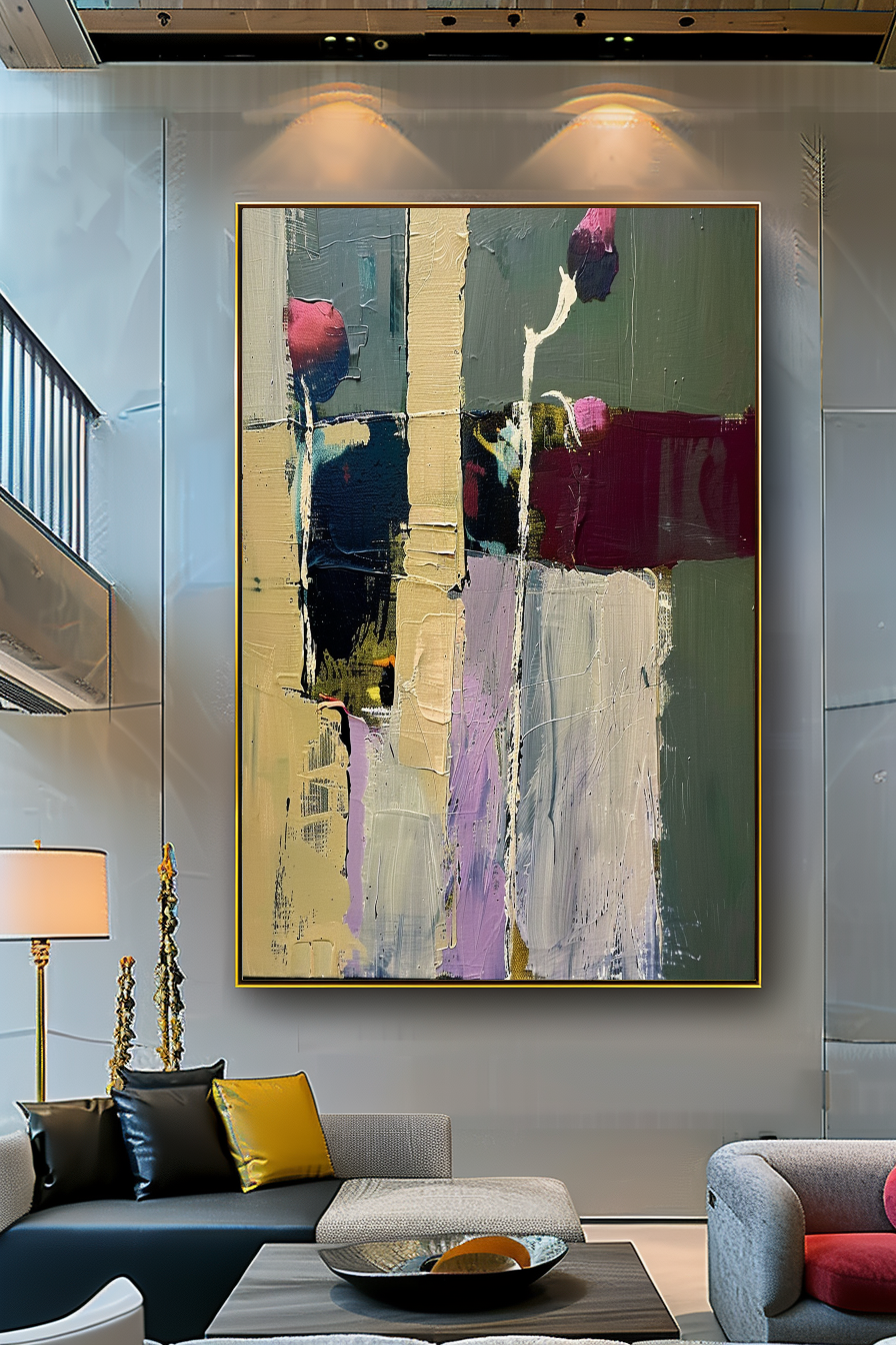 Floral Abstract Impasto Oil Painting on Canvas - Vibrant Modern Wall Art for Living room