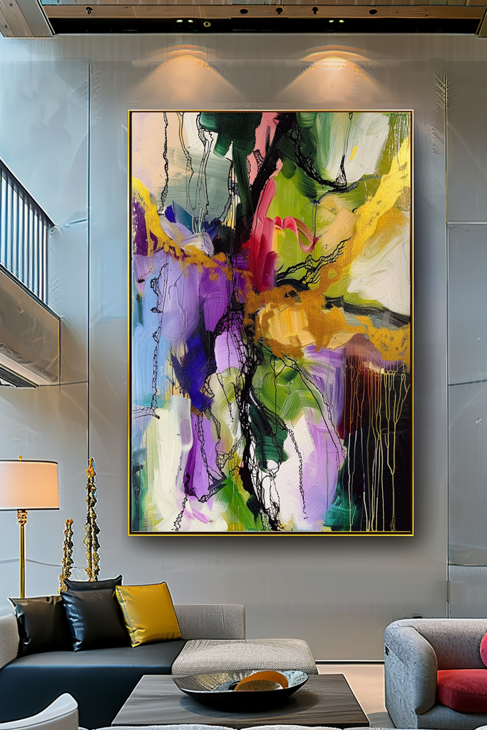 Colorful Abstract Impasto Oil Painting on Canvas - Vibrant Modern Wall Art for Living room – Large – Oil on Canvas – {{ product.title }} canvas artwork by Tanya Mirelle – modern wall decor – original artwork for home, living room, office, or gallery – original artwork by BETSY-ART GALLERY