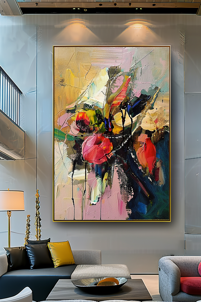 Vibrant Modern Floral Abstract Art - Impasto Oil Painting on Canvas - Colorful Wall Art – Large – Oil on Canvas – {{ product.title }} canvas artwork by Tanya Mirelle – modern wall decor – original artwork for home, living room, office, or gallery – original artwork by BETSY-ART GALLERY