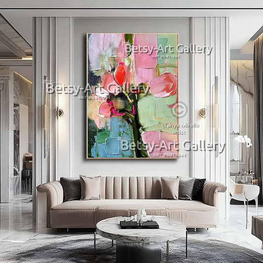 Floral Abstract Impasto Painting - Modern Textured Wall Art #53