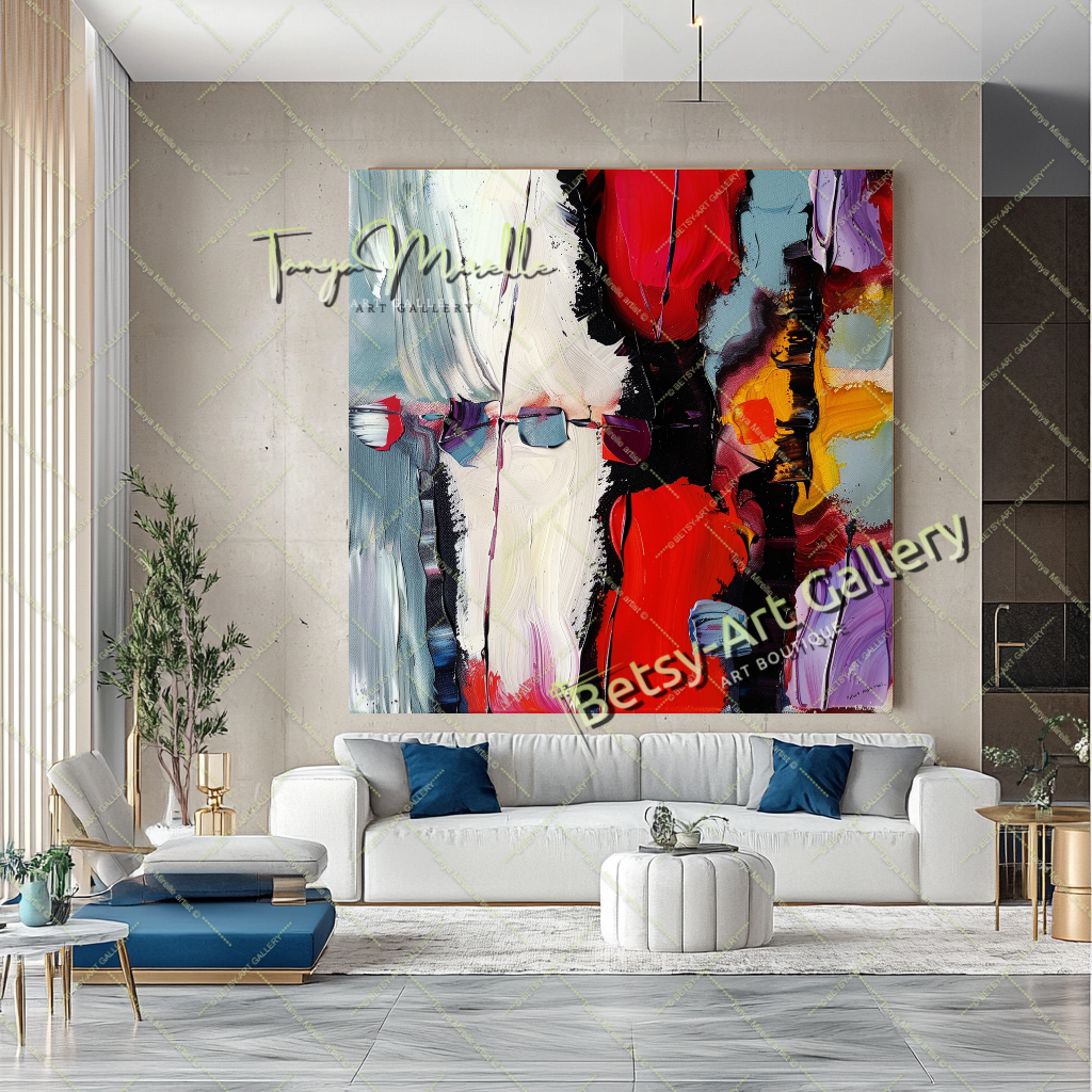 Vivid Red Purple Abstract Painting – Modern Wall Art #156 – Large – Oil on Canvas – {{ product.title }} canvas artwork by Tanya Mirelle – modern wall decor – original artwork for home, living room, office, or gallery – original artwork by BETSY-ART GALLERY