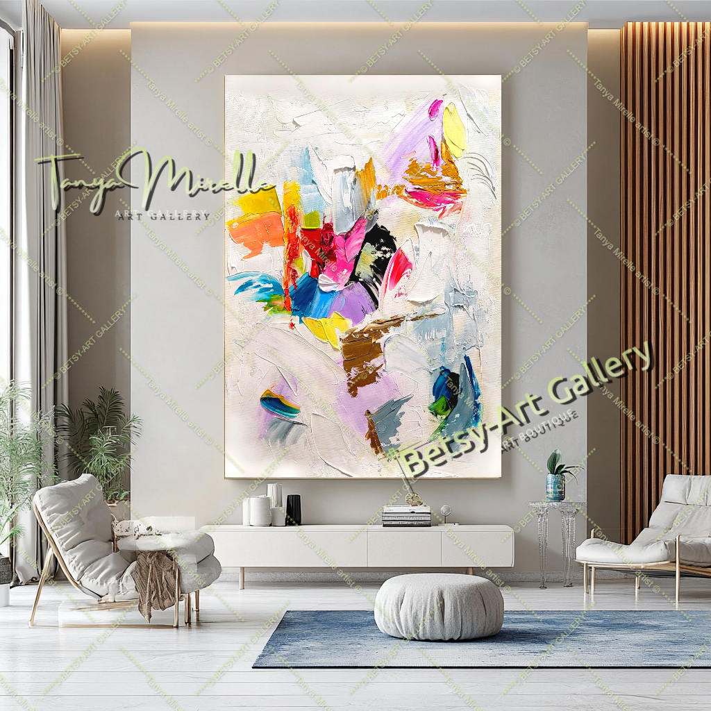 Large Abstract Colorful Impasto Oil Painting on Canvas # 221