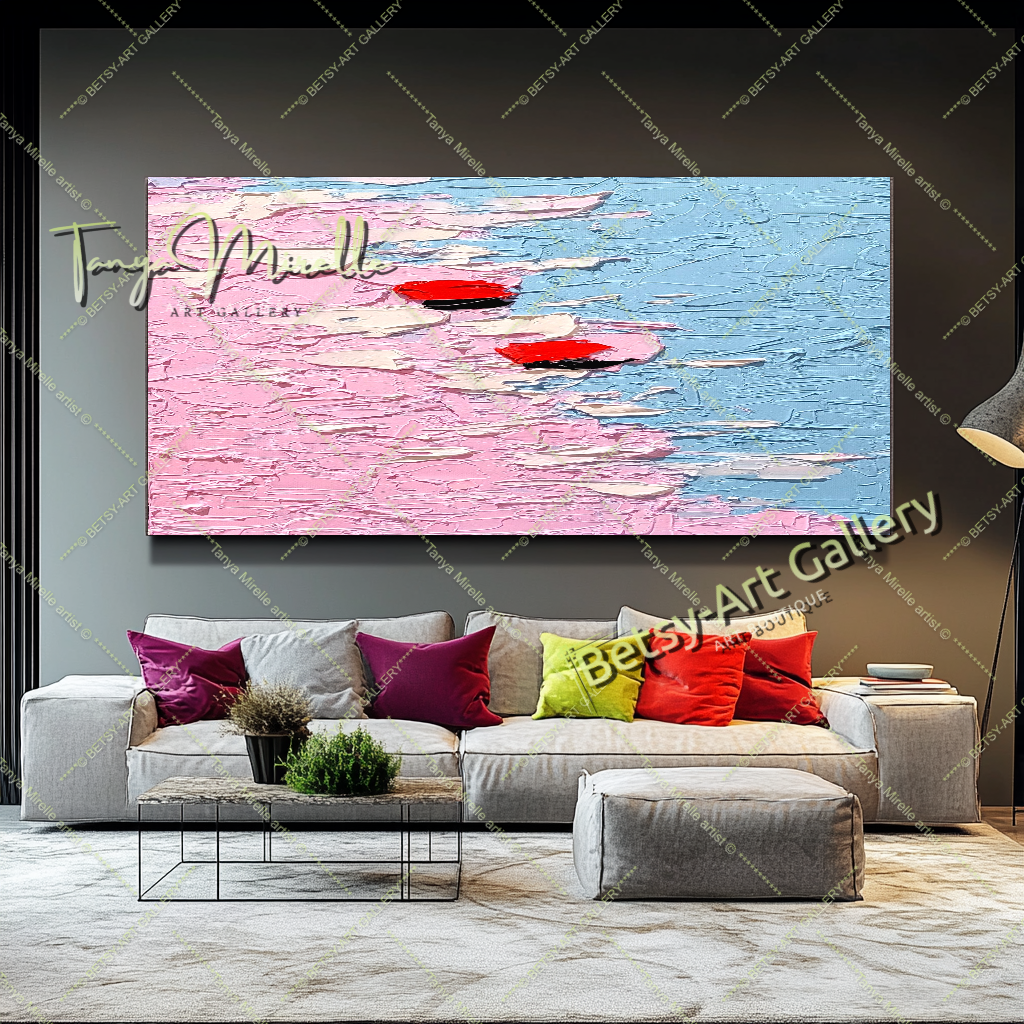 Pastel Breeze - Peinture abstraite à l'impasto floral sur toile, décoration murale moderne pour la maison, le bureau
