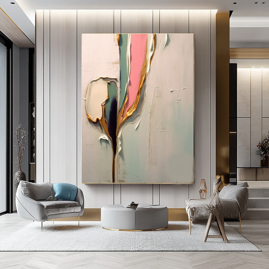 Bold Abstract Impasto Oil Painting – Modern Textured Canvas Art for Living Room