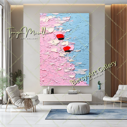 Pastel Breeze - Peinture abstraite à l'impasto floral sur toile, décoration murale moderne pour la maison, le bureau