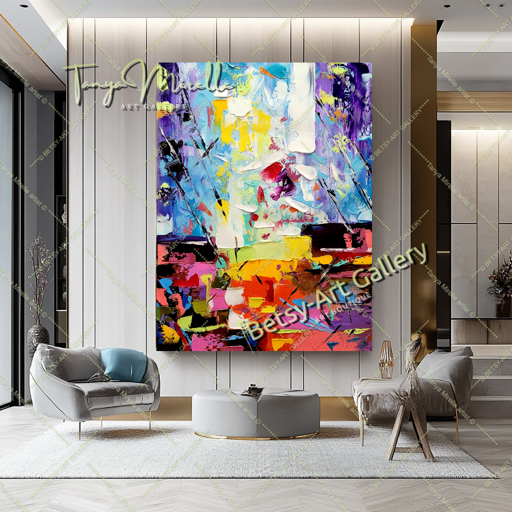 EXTRA LARGE Peinture à l’huile d’empâtement sur toile / Pas de cadre