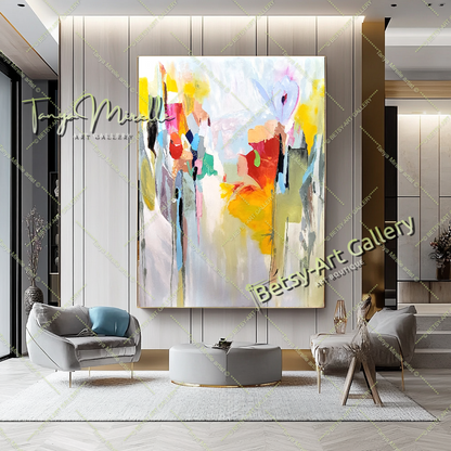 Large Abstract Colorful Impasto Oil Painting on Canvas # 220