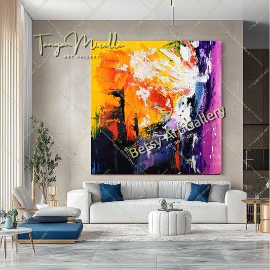 Radiant Explosion - Large Modern Abstract Impasto Painting on Canvas