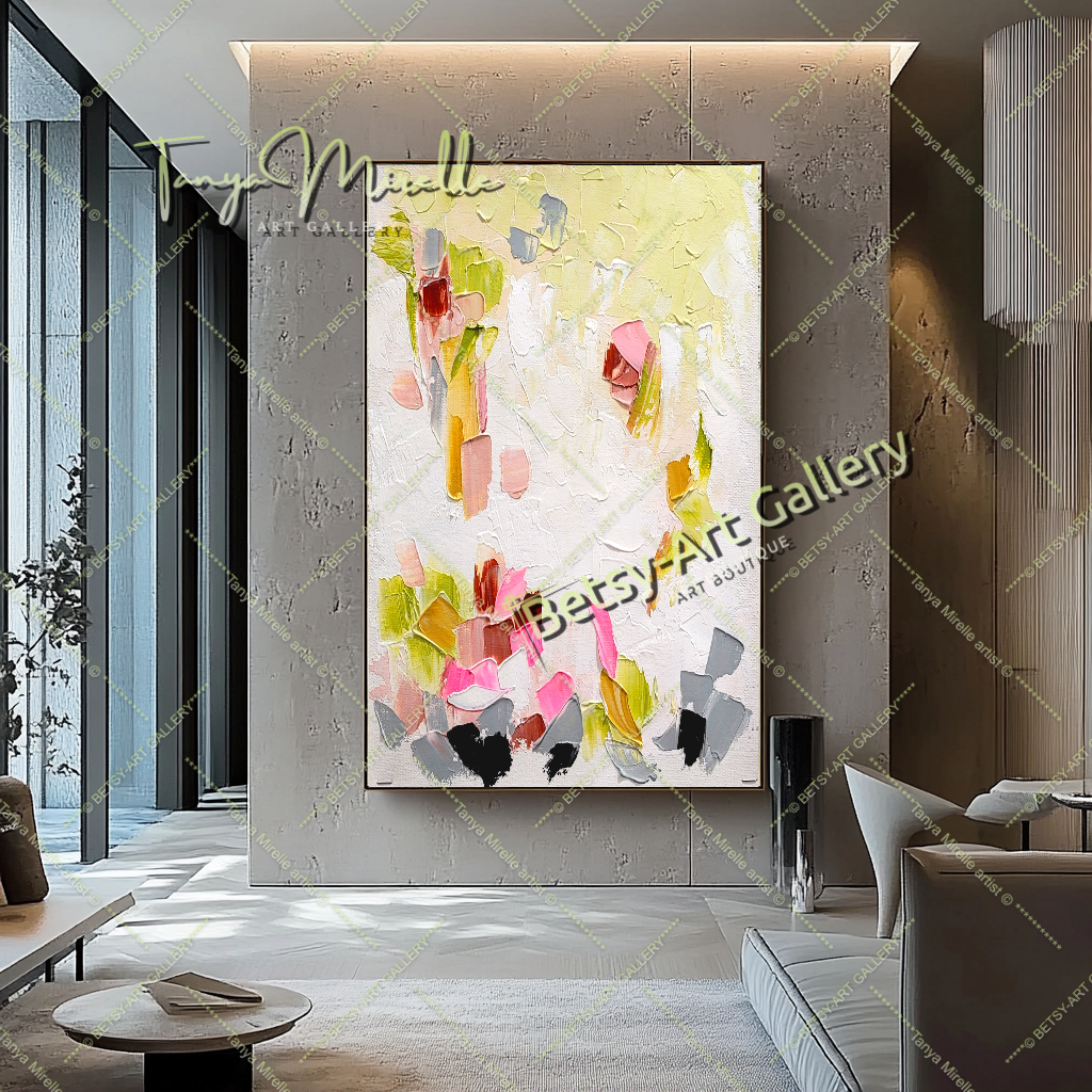 Peinture à l'huile abstraite moderne sur toile, art floral, art unique fait à la main pour le salon