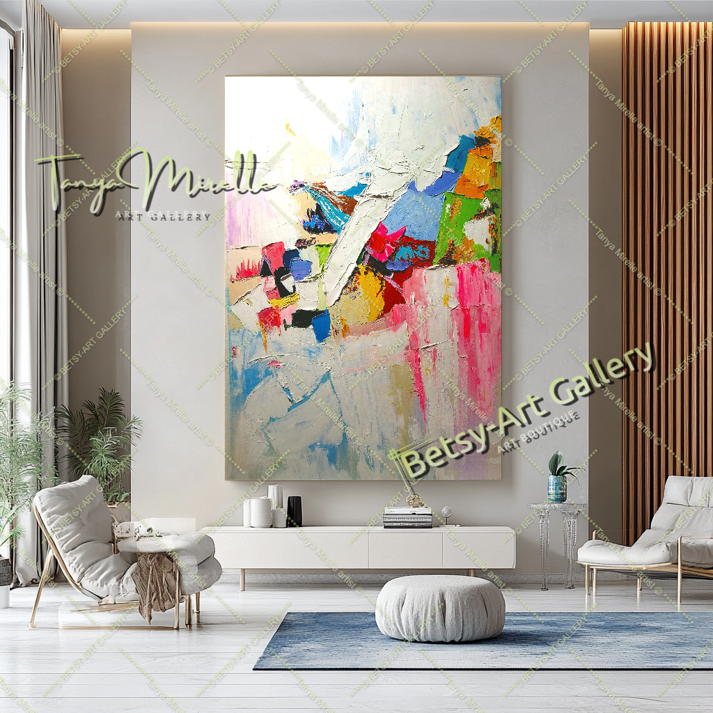 Large Abstract Colorful Impasto Oil Painting on Canvas # 223
