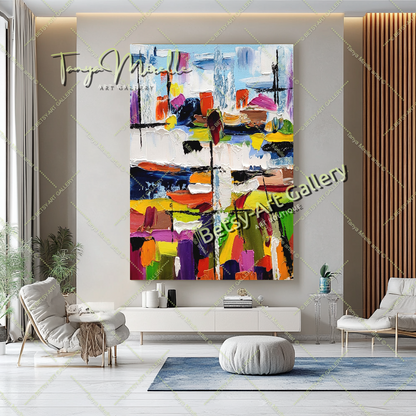 Urban Kaleidoscope - Modern Abstract Impasto Oil Painting on Canvas