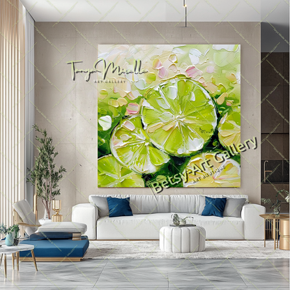 Citron Impasto Painting – Modern Abstract Fruit Wall Art #134