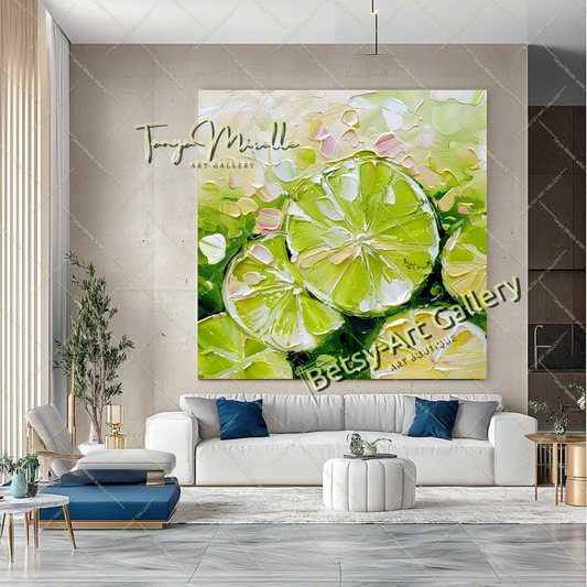 Citron Impasto Painting – Modern Abstract Fruit Wall Art #134