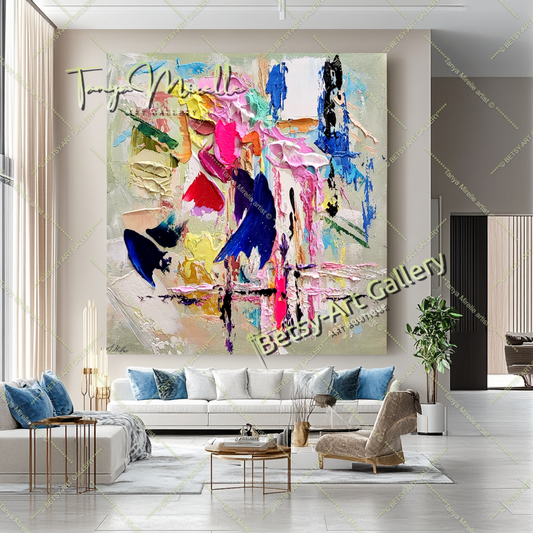 Large Modern Abstract Impasto Oil Painting for Living room