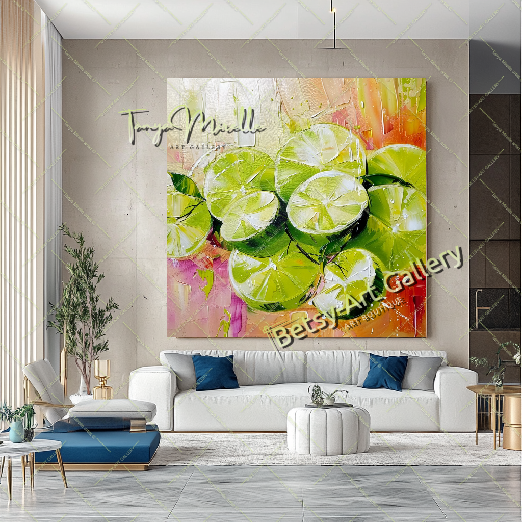 Citron Impasto Painting – Modern Abstract Fruit Wall Art #134