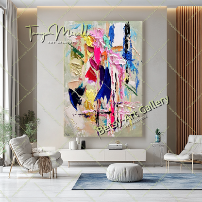 Large Modern Abstract Impasto Oil Painting for Living room