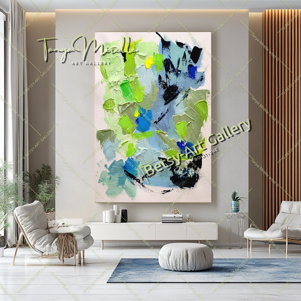 Grandes peintures abstraites pour le salon, peinture à l'huile impasto sur toile, art mural moderne coloré, peinture unique – Large – Oil on Canvas – {{ product.title }} canvas artwork by Tanya Mirelle – modern wall decor – original artwork for home, living room, office, or gallery – original artwork by BETSY-ART GALLERY