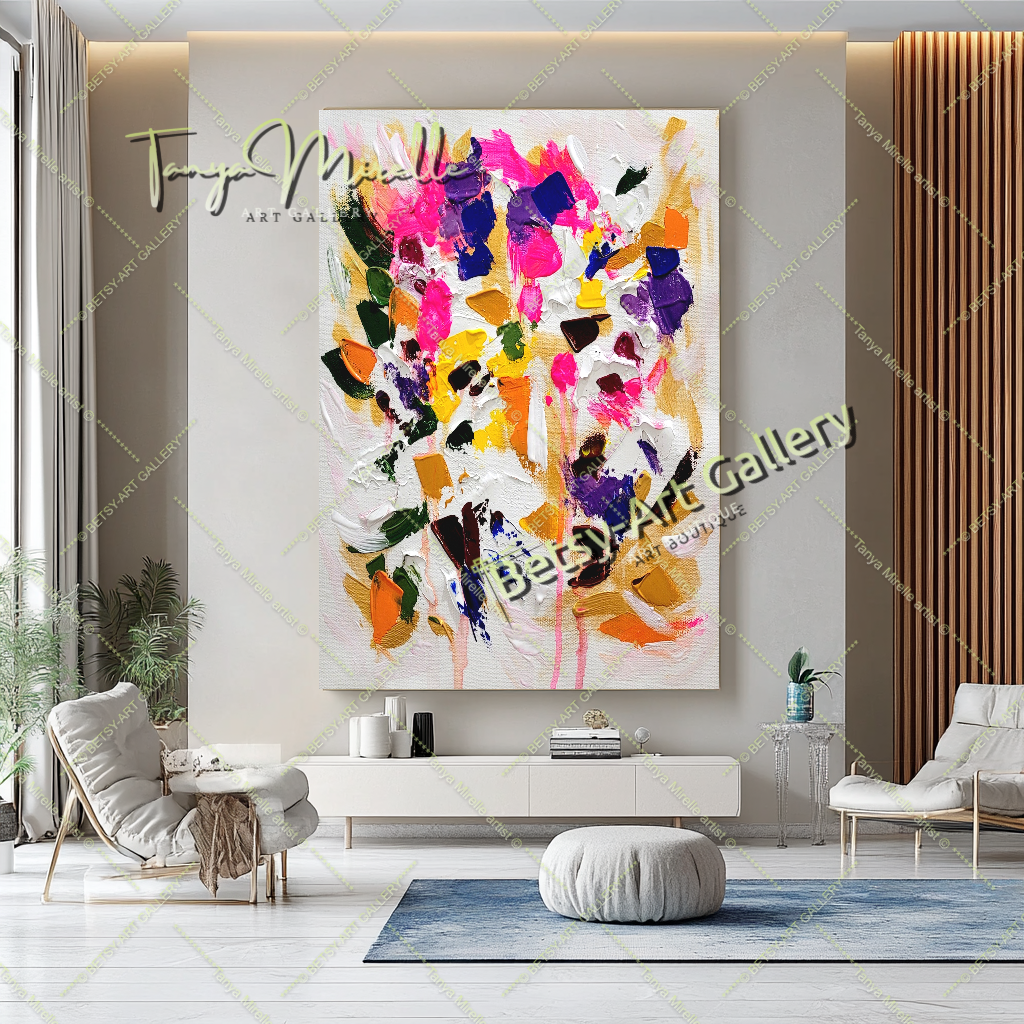 Blooming Radiance - Large Modern Abstract Impasto Oil Painting on Canvas
