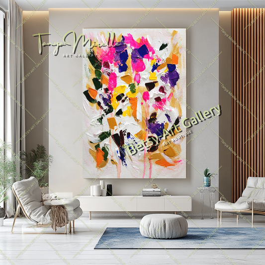 Blooming Radiance - Large Modern Abstract Impasto Oil Painting on Canvas