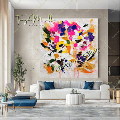 Blooming Radiance - Large Modern Abstract Impasto Oil Painting on Canvas