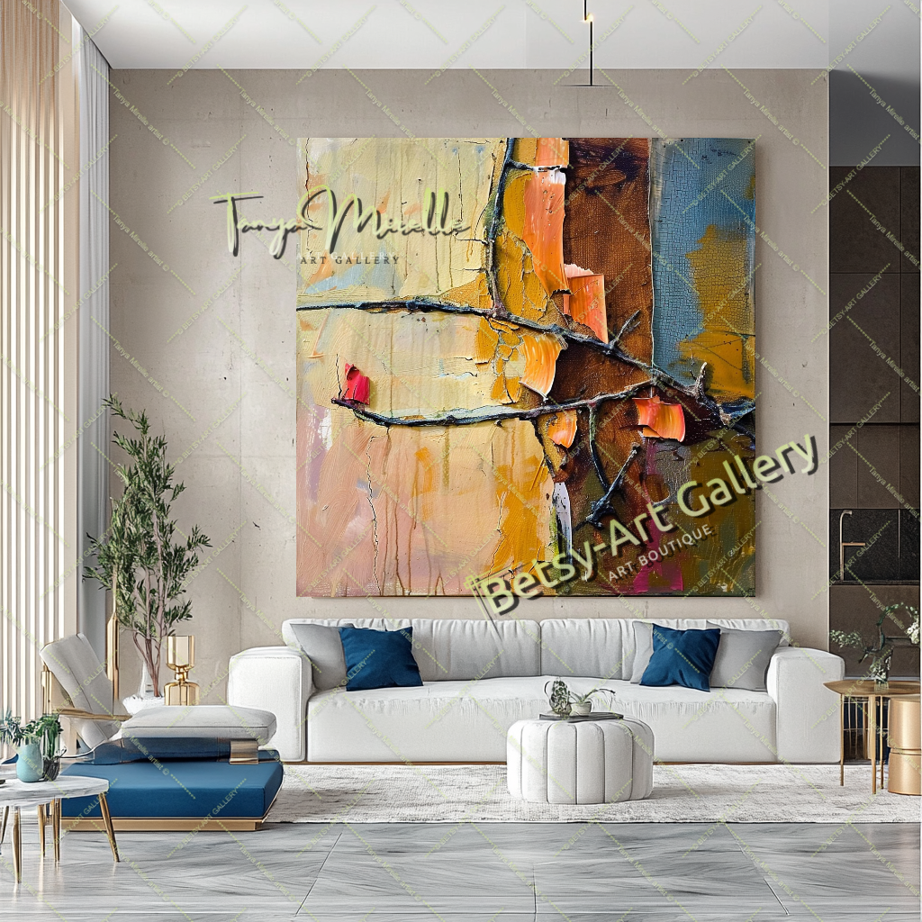 Colorful Abstract Painting – Contemporary Wall Art #137 – Large – Oil on Canvas – {{ product.title }} canvas artwork by Tanya Mirelle – modern wall decor – original artwork for home, living room, office, or gallery – original artwork by BETSY-ART GALLERY