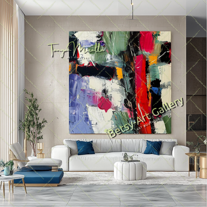 Abstract Oil Painting on Canvas – Contemporary Wall Art #138