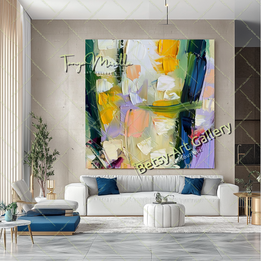 Popcorn Abstract Painting – Modern Floral Artwork #139