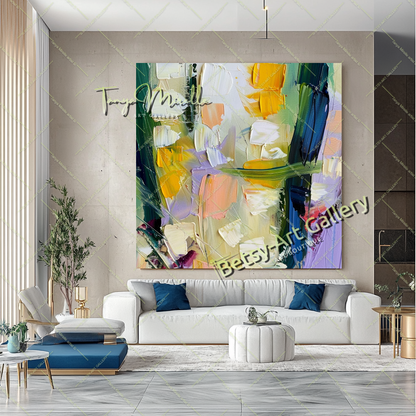Popcorn Abstract Painting – Modern Floral Artwork #139