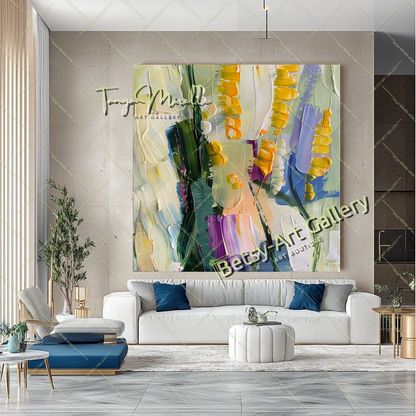 Popcorn Abstract Painting – Modern Floral Artwork #139