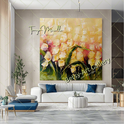 Popcorn Abstract Painting – Modern Floral Artwork #140