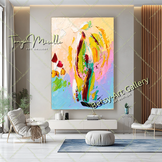 GRANDE peinture à l'huile abstraite vibrante sur toile, art moderne, œuvre d'art originale faite à la main