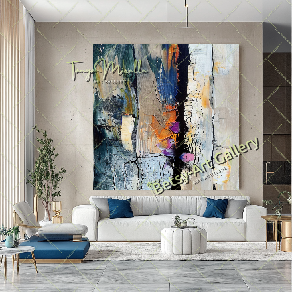 Abstract Tree Painting on Canvas – Large Modern Wall Art #142