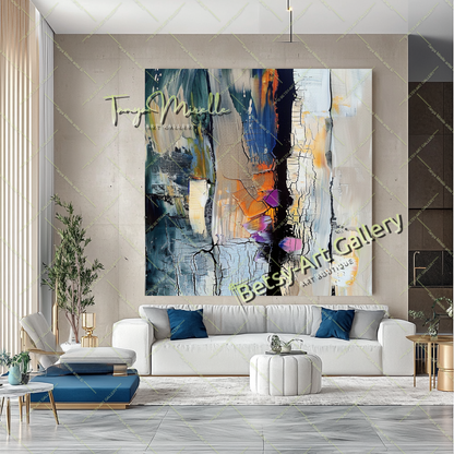 Abstract Tree Painting on Canvas – Large Modern Wall Art #142